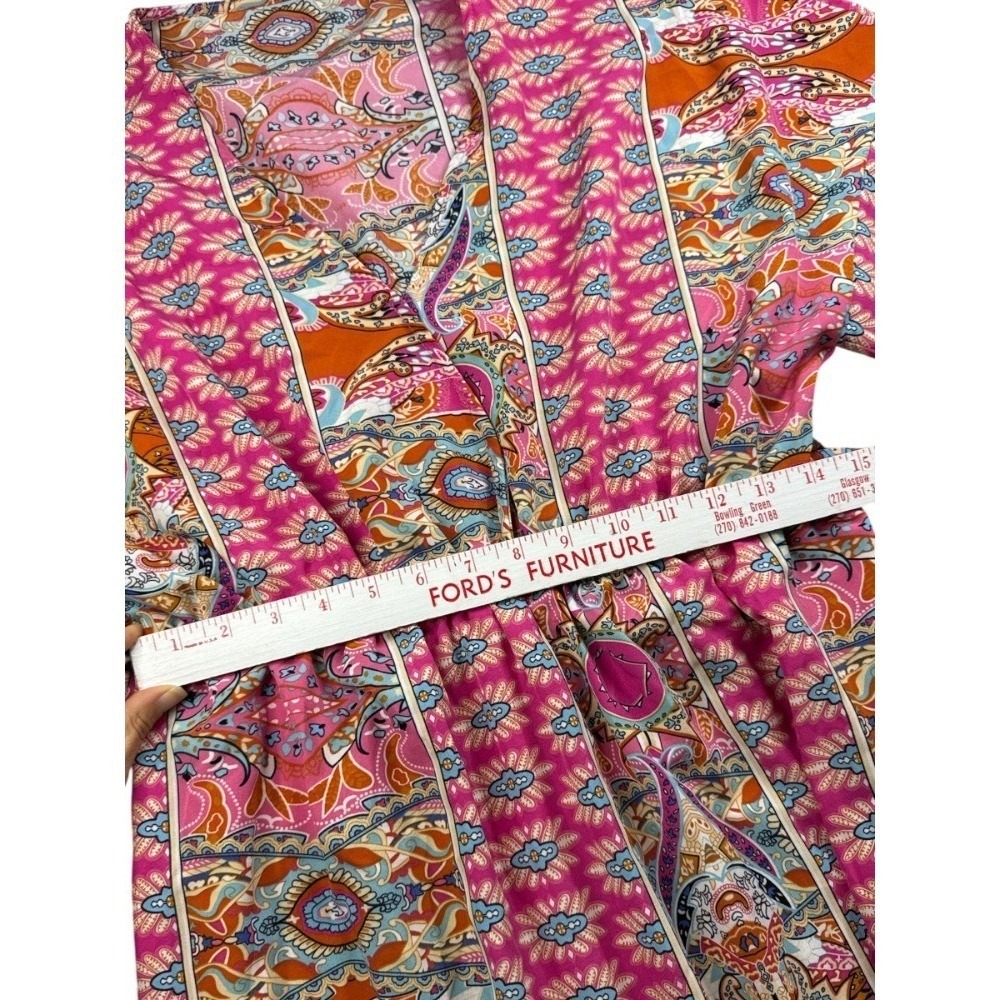 Cupshe Tiered Maxi Dress Large Pink V-Neck Elastic Waist Side Slits NWT Boho - Picture 6 of 9
